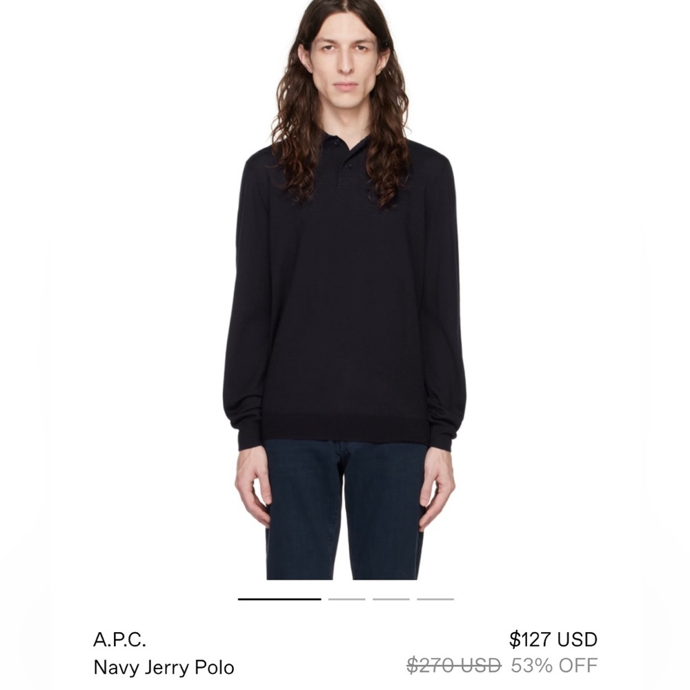 NWOT A.P.C. Jerry polo navy